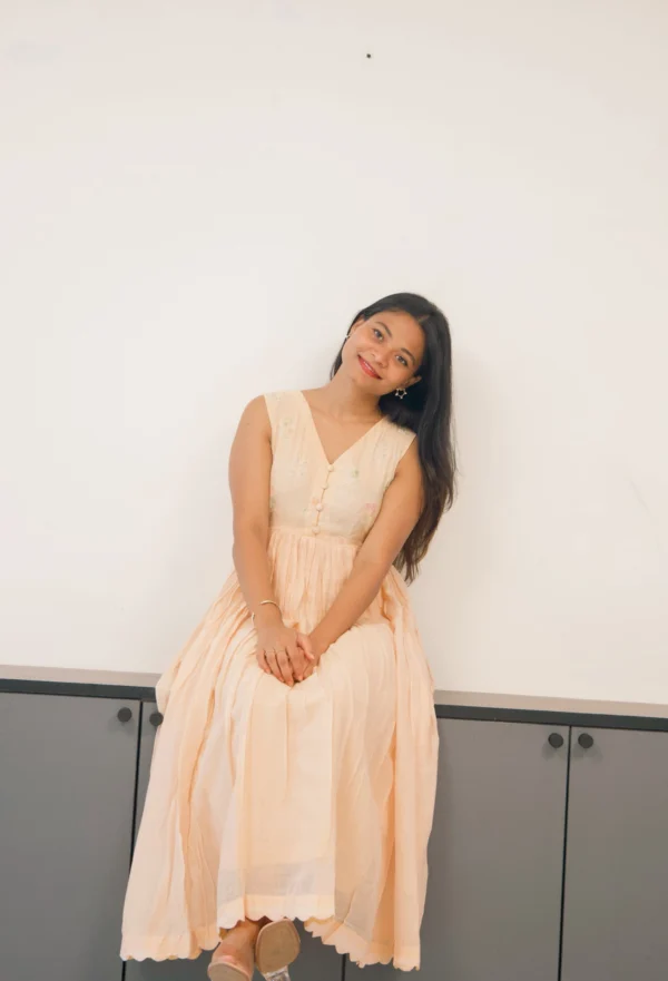 Peach Chanderi Cotton Dress
