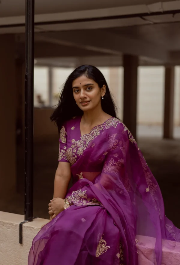 Purple Organza Silk saree