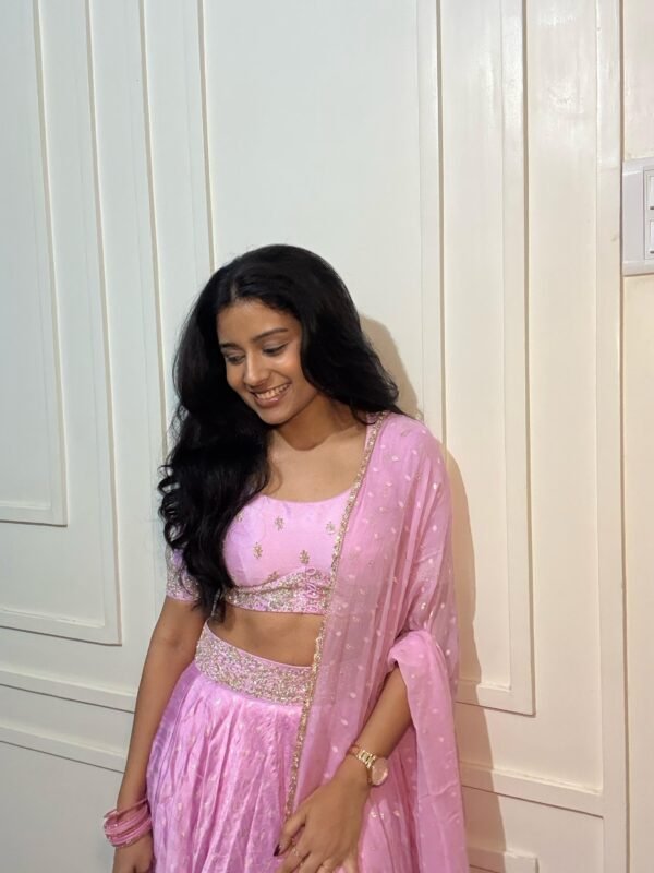 Lilac Dupion silk lehenga set