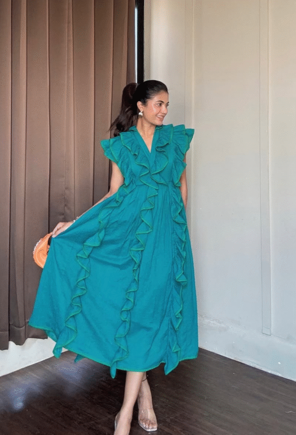 Teal blue Ruffle Dress